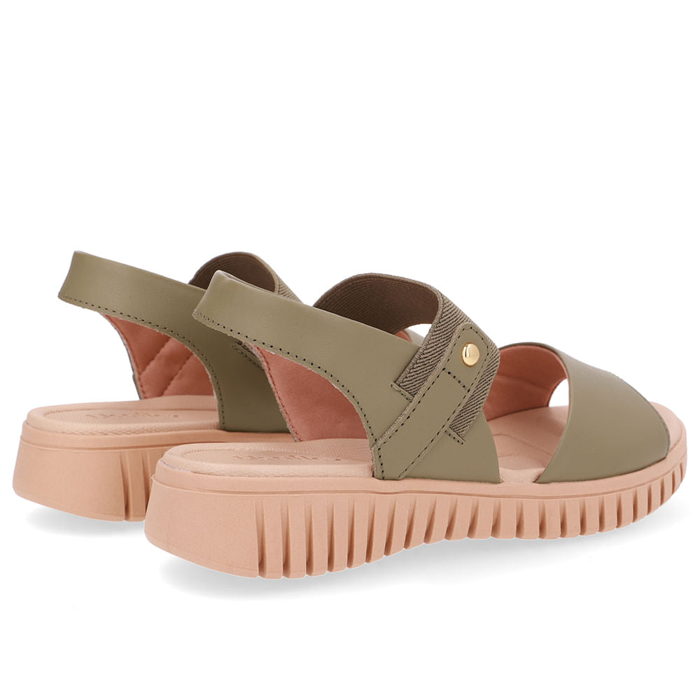 Sandália Plataforma Couro Verde Tira Elástico