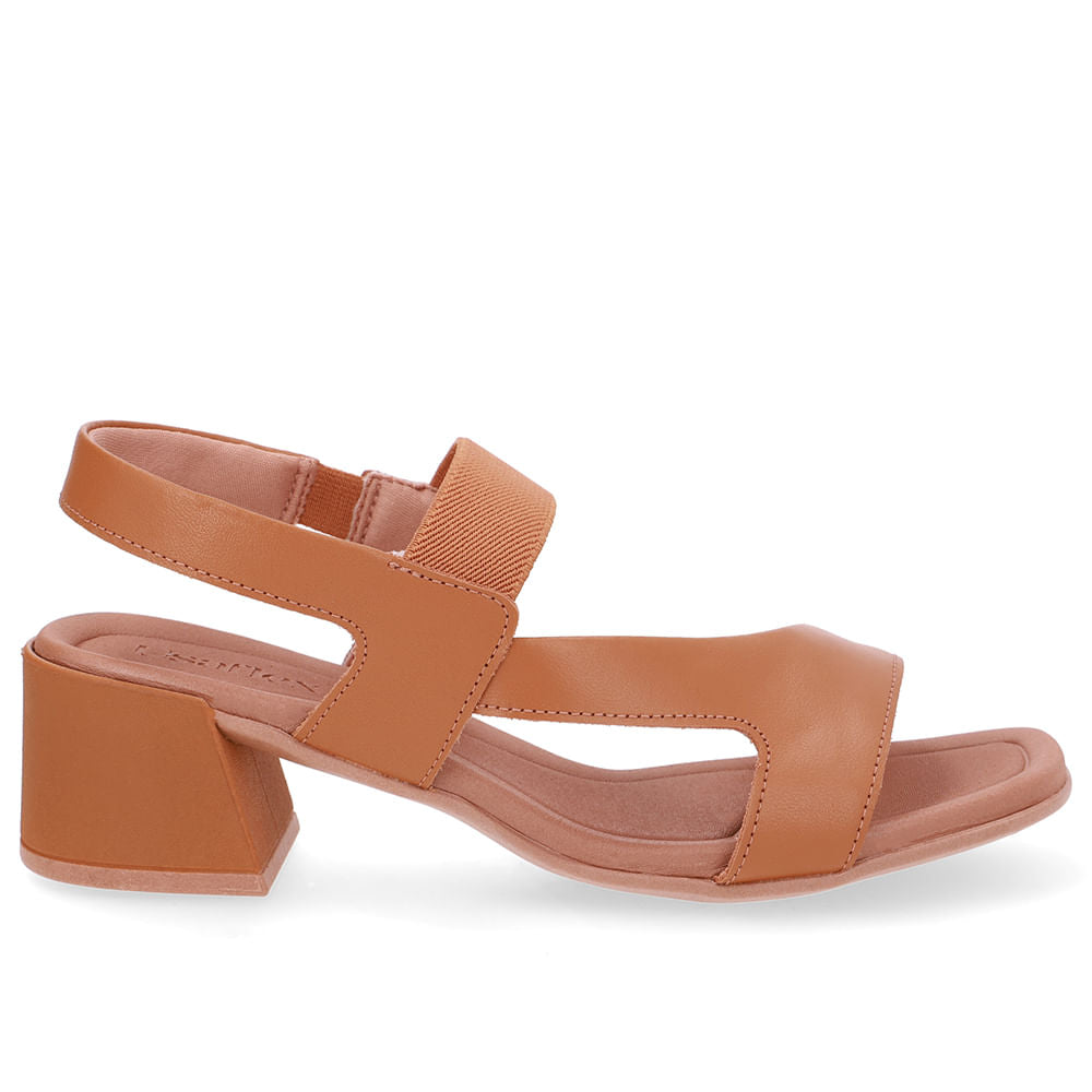 Sandália Tira Couro Marrom Elástico