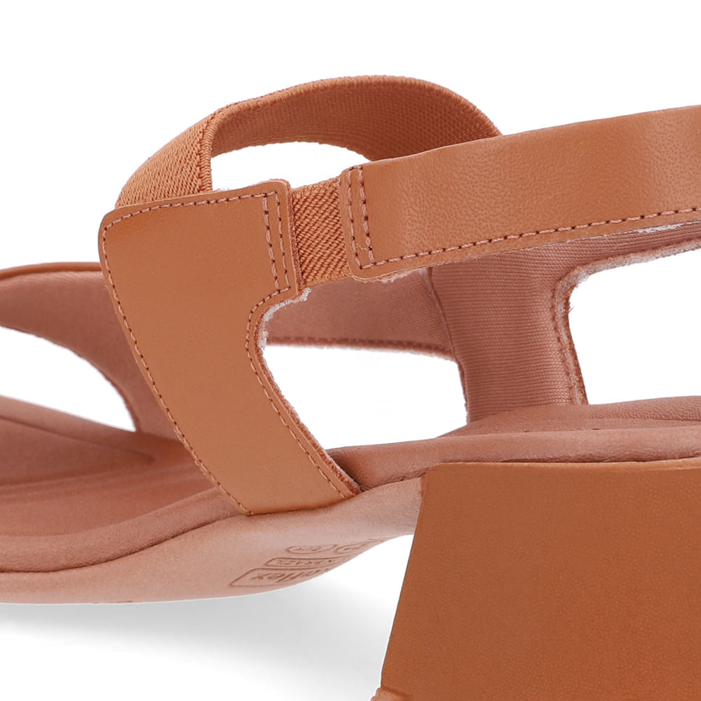 Sandália Tira Couro Marrom Elástico