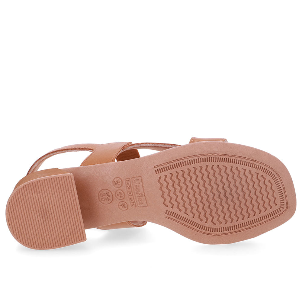 Sandália Tira Couro Marrom Elástico