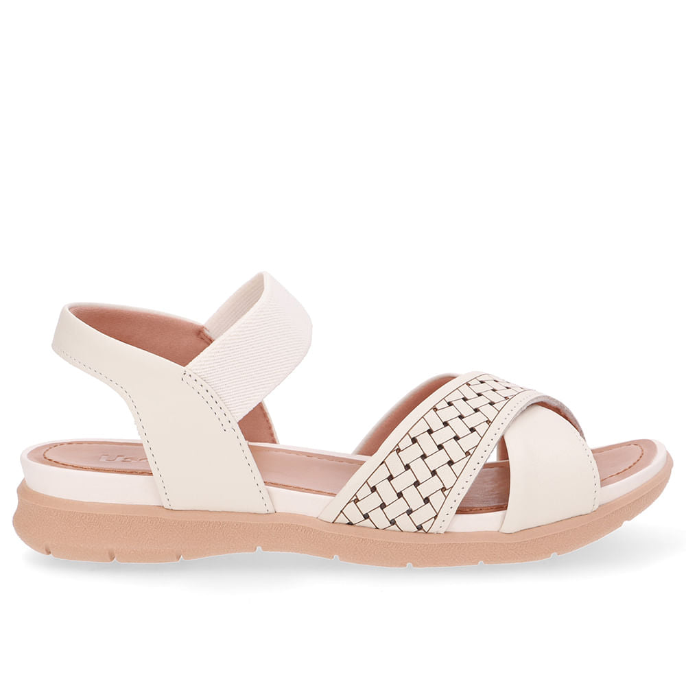 Sandália Plataforma Couro Branca Marfim Elástico