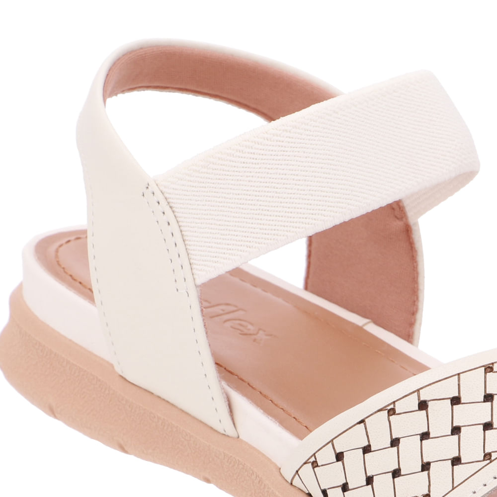 Sandália Plataforma Couro Branca Marfim Elástico