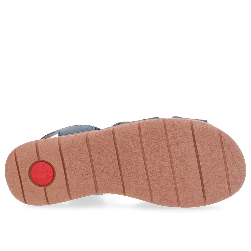 Sandália Plataforma Couro Azul Elástico