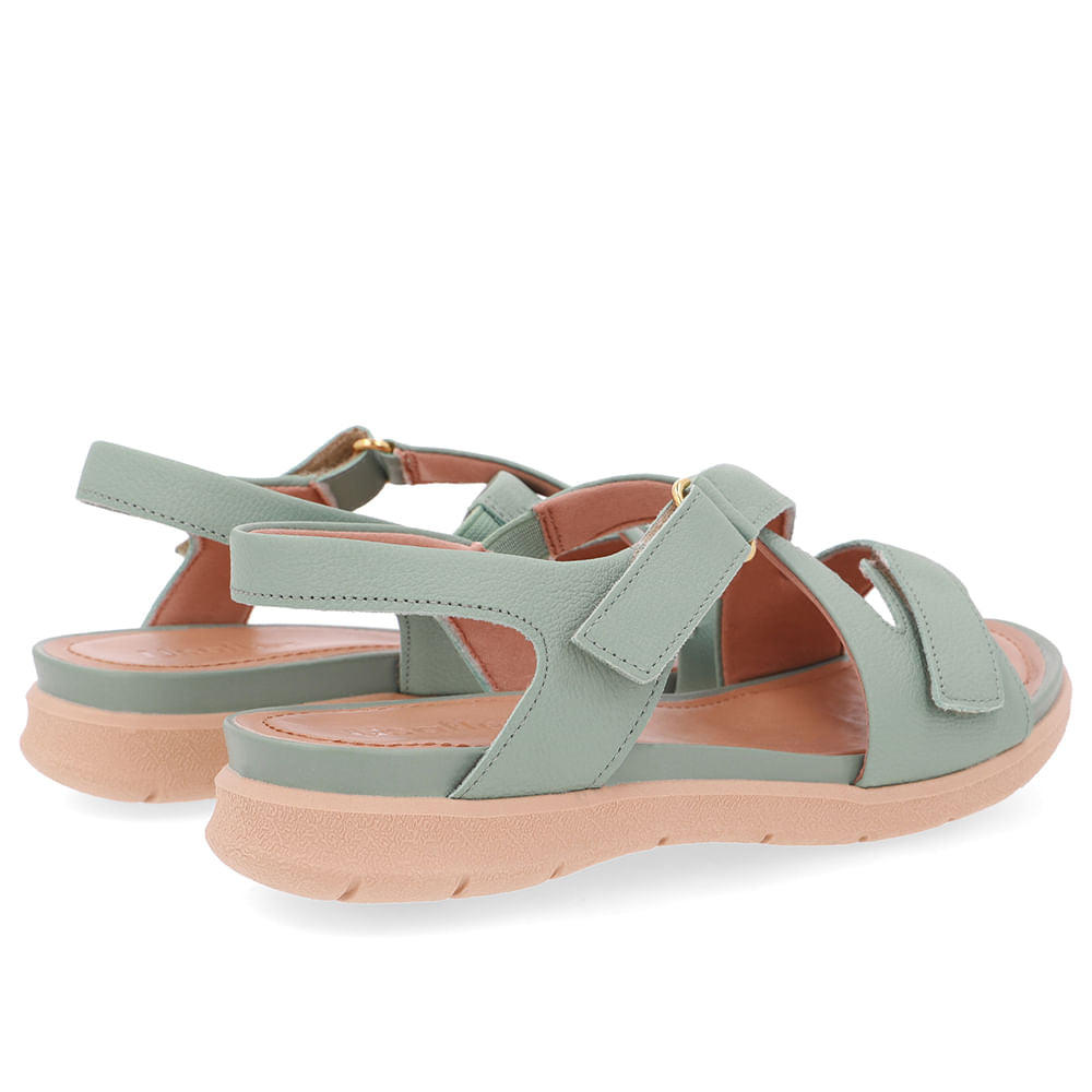 Sandália Plataforma Couro Verde Fecho-Flex