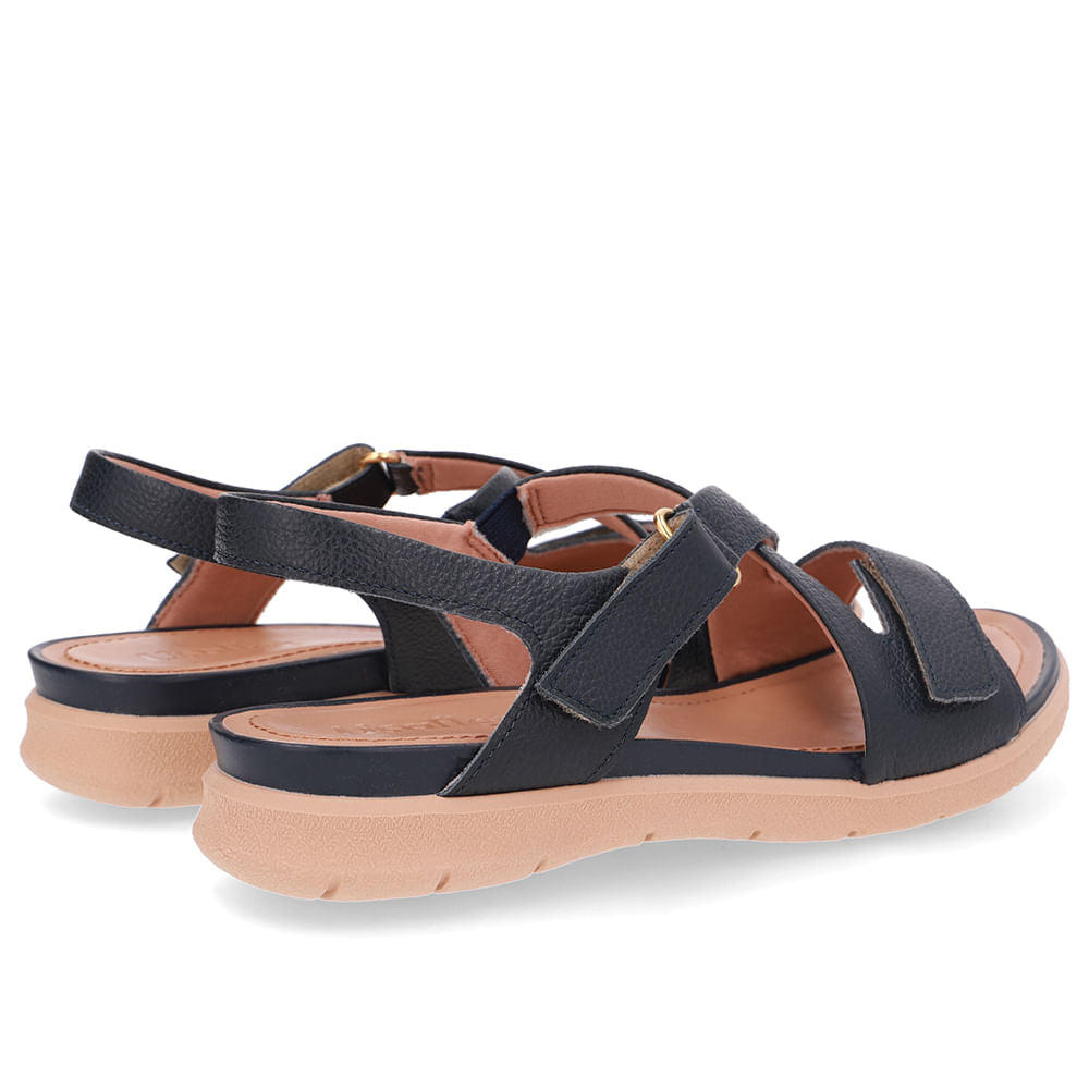 Sandália Plataforma Couro Azul Fecho-Flex