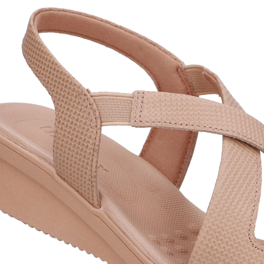 Sandália Plataforma Couro Bege