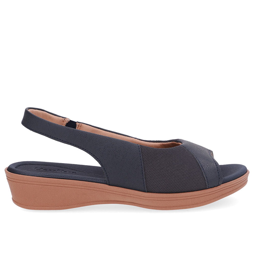 Sandália Azul Couro Lateral Tecido