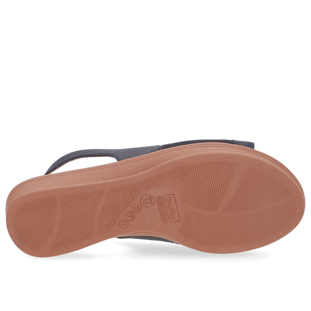 Sandália Azul Couro Lateral Tecido