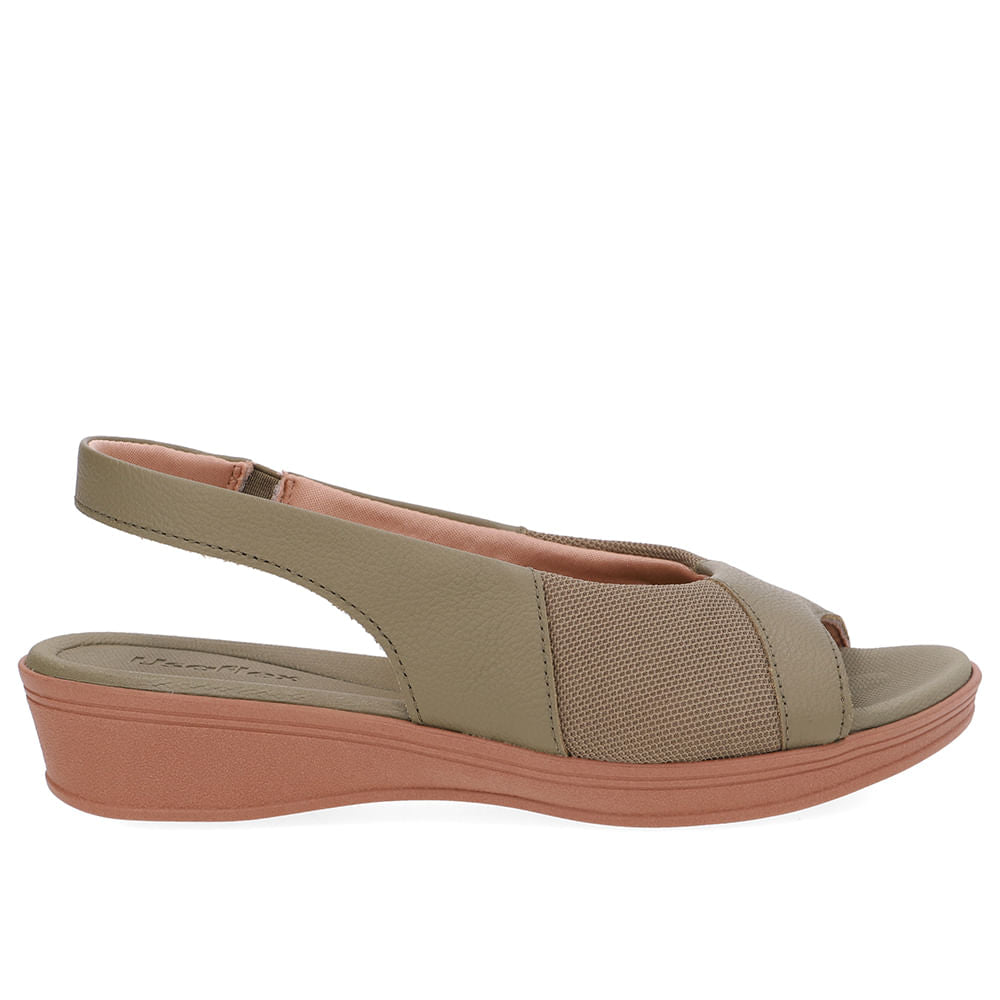 Sandália Verde Couro Lateral Tecido