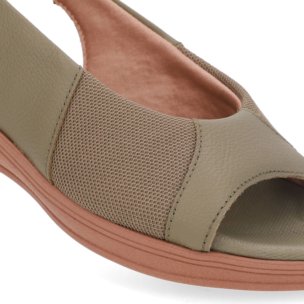 Sandália Verde Couro Lateral Tecido