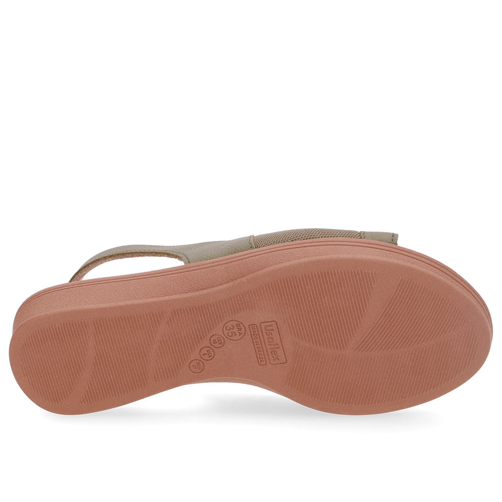 Sandália Verde Couro Lateral Tecido