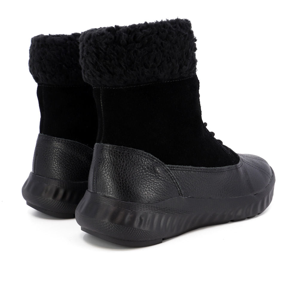 Tênis Cano Médio Preto Couro Pêlo