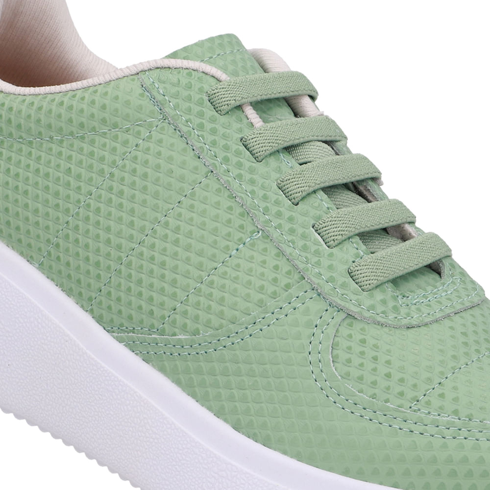 Tênis Cadarço Elástico Verde Couro