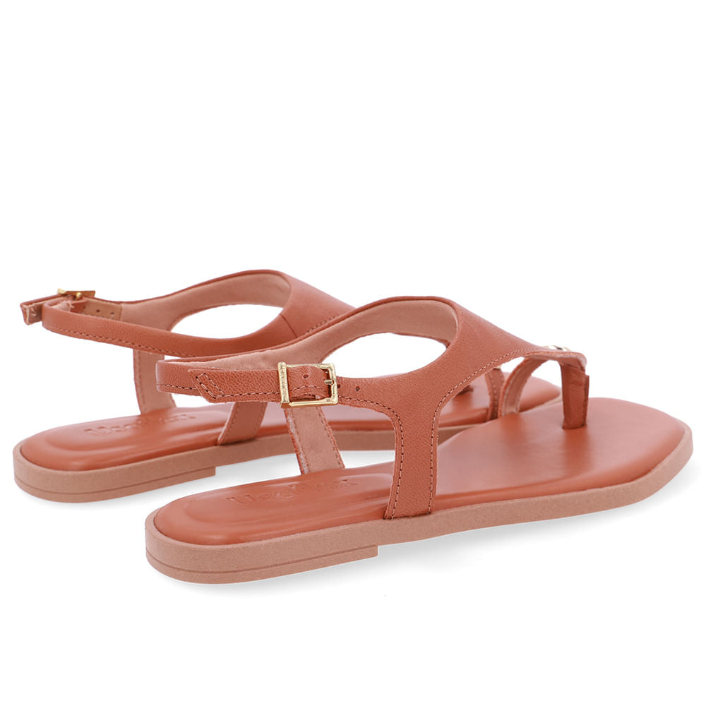 Sandália Rasteira Couro Marrom