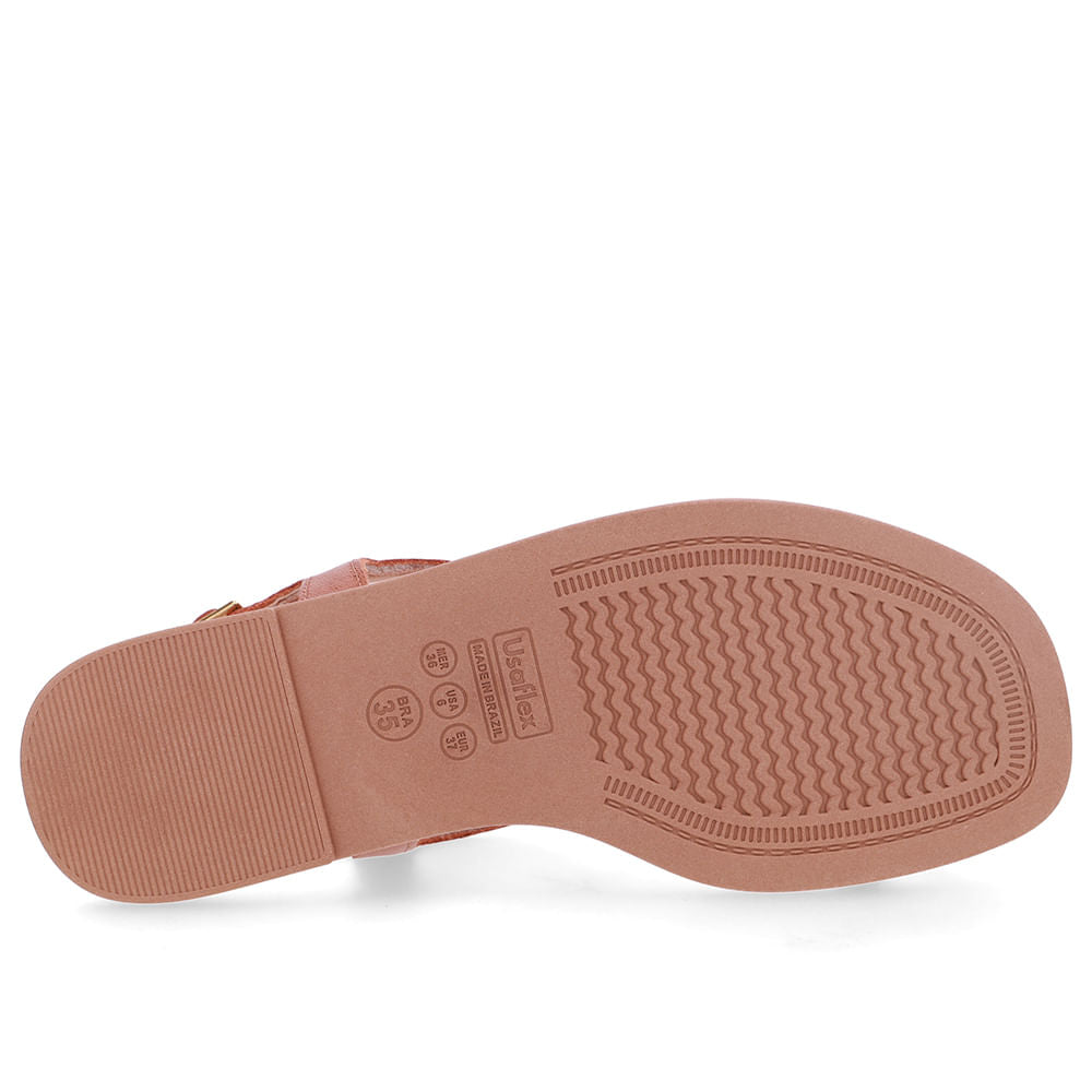 Sandália Rasteira Couro Marrom