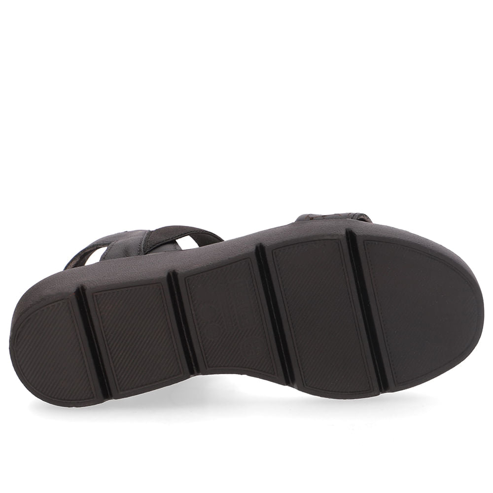 Sandália Plataforma Couro Preta Laser