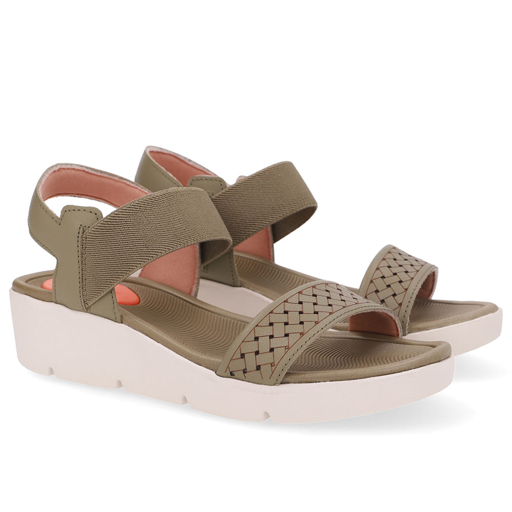 Sandália Plataforma Couro Verde Laser