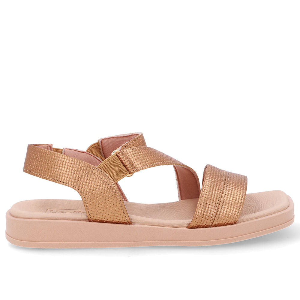 Sandália Bico Quadrado Couro Bronze