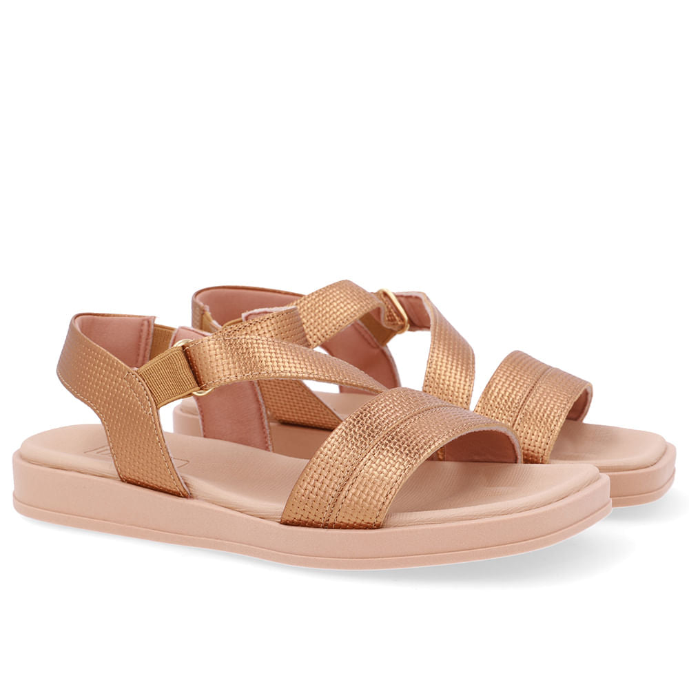 Sandália Bico Quadrado Couro Bronze