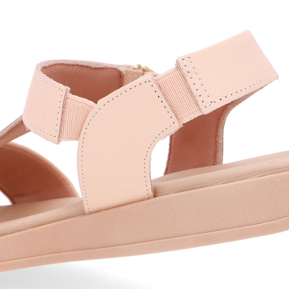 Sandália Bico Quadrado Couro Laranja Claro