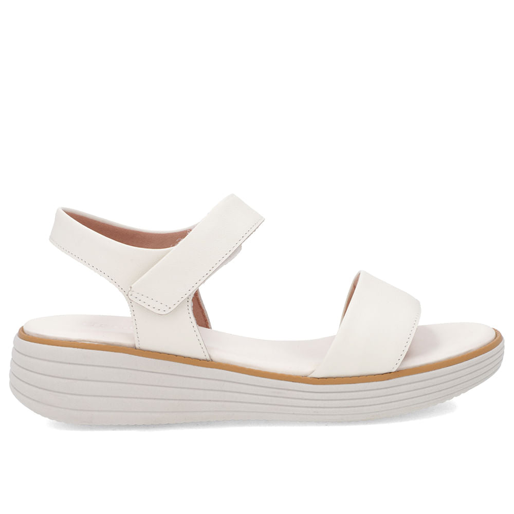 Sandália Casual Couro Branca Marfim Sola Clara