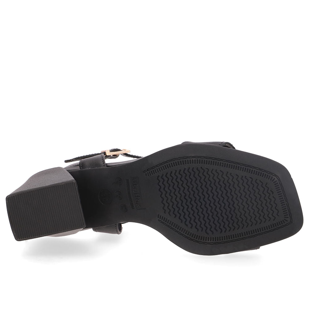 Sandália Bico Quadrado Couro Preta