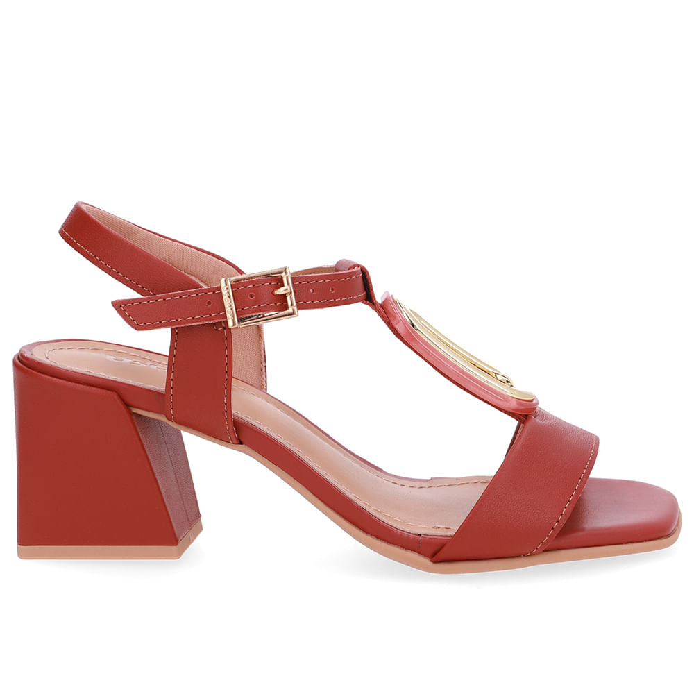 Sandália Bico Quadrado Couro Marrom