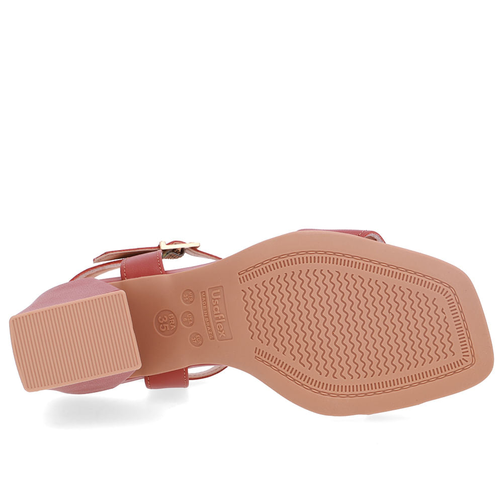 Sandália Bico Quadrado Couro Marrom