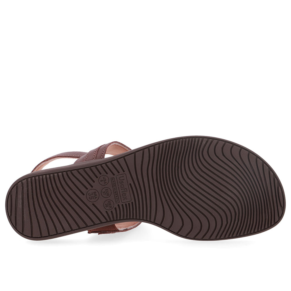 Sandália Rasteira Couro Marrom