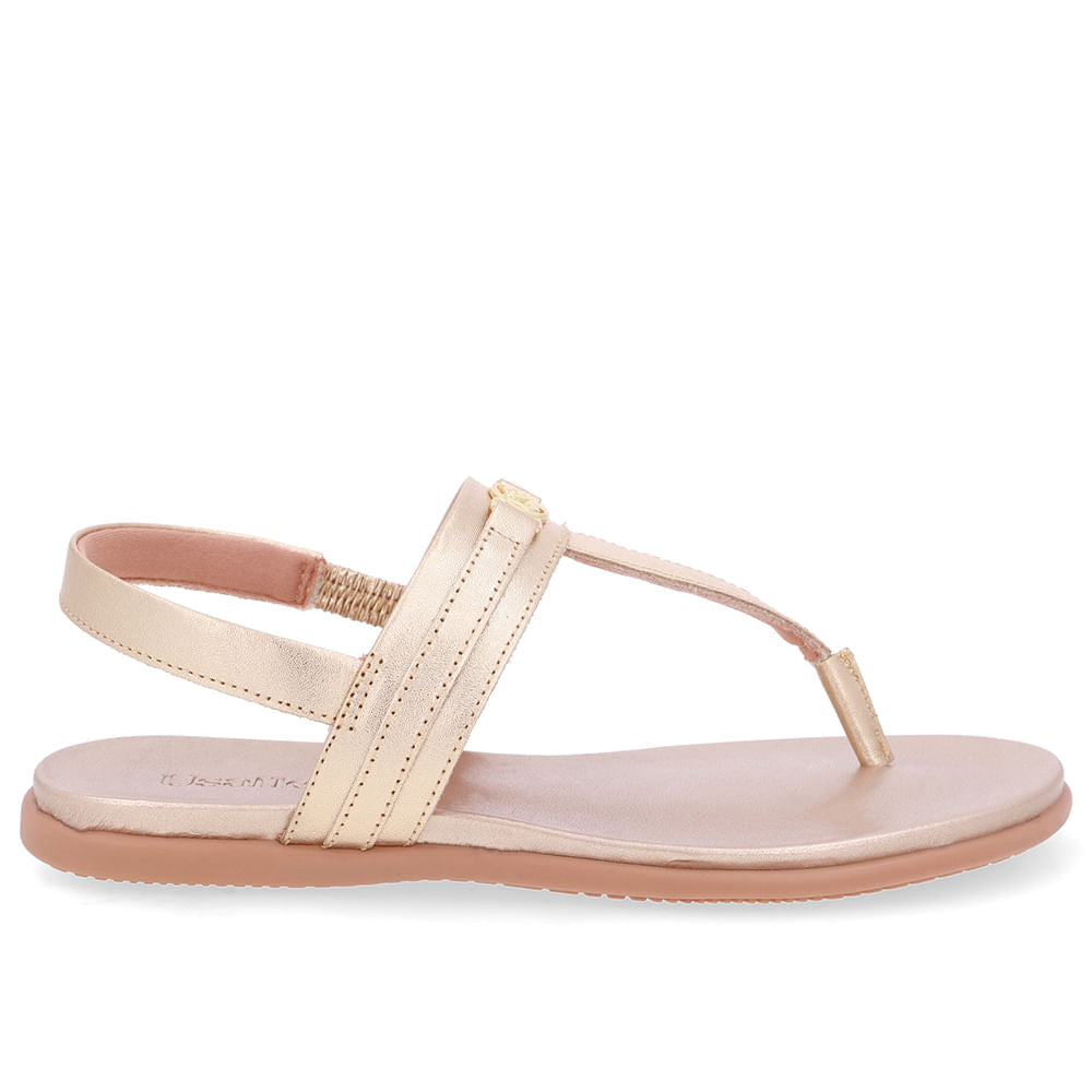 Sandália Rasteira Couro Dourada