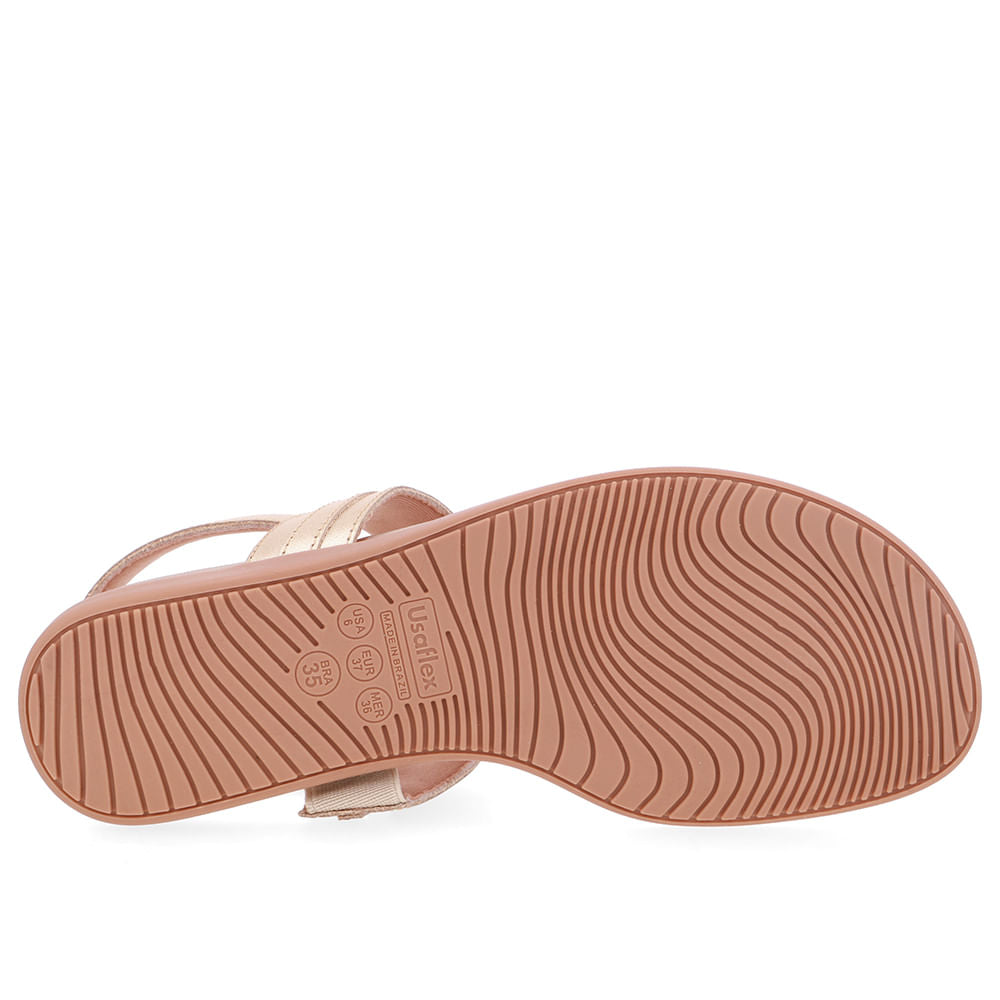 Sandália Rasteira Couro Dourada