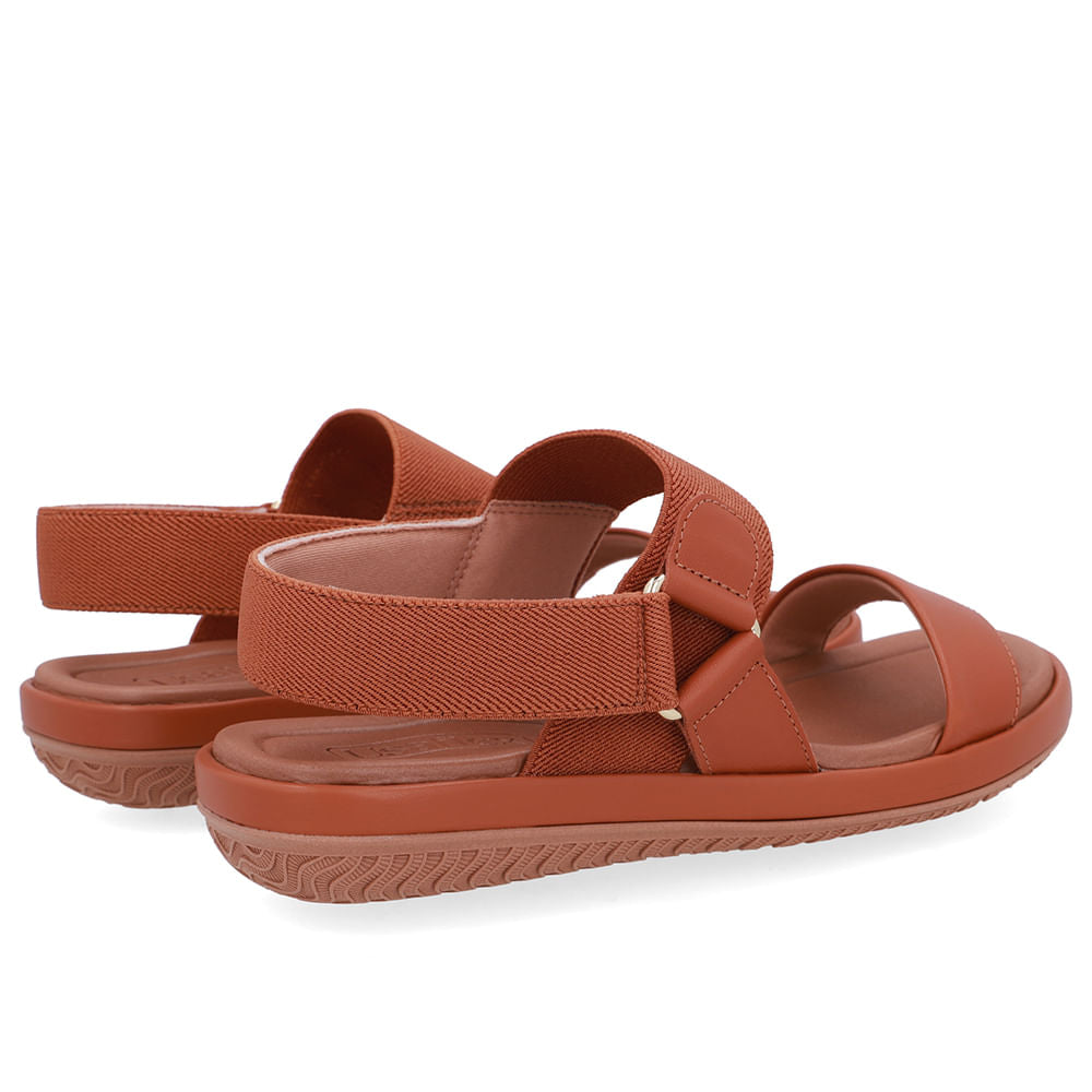 Sandália Baixa Couro Marrom Elástico