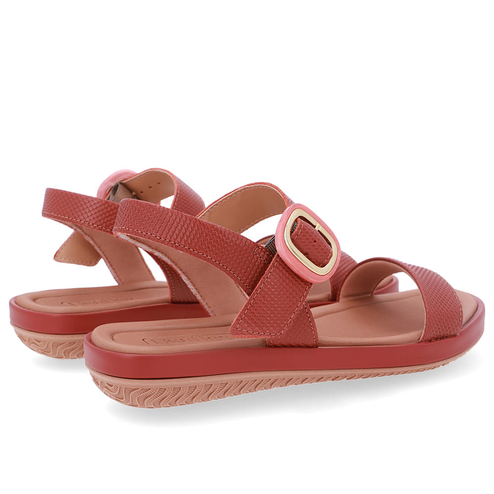 Sandália Baixa Couro Marrom Fivela