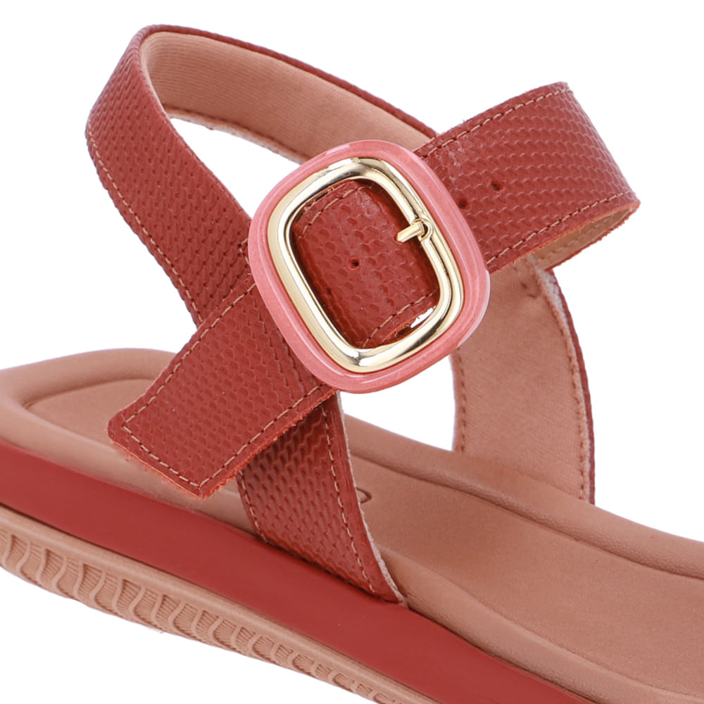 Sandália Baixa Couro Marrom Fivela