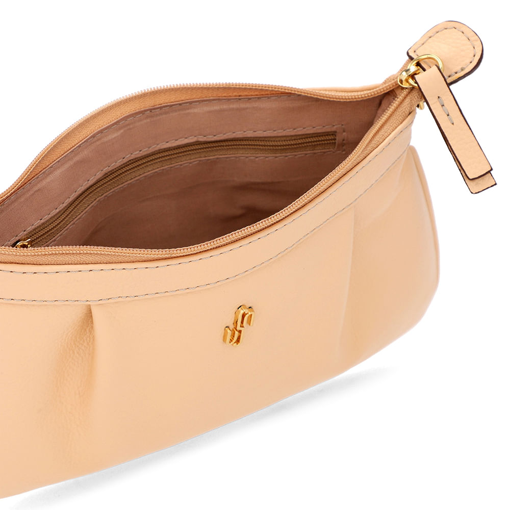 Bolsa Tiracolo Couro Laranja Detalhe Franzido