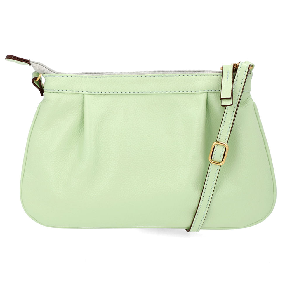 Bolsa Tiracolo Couro Verde Detalhe Franzido