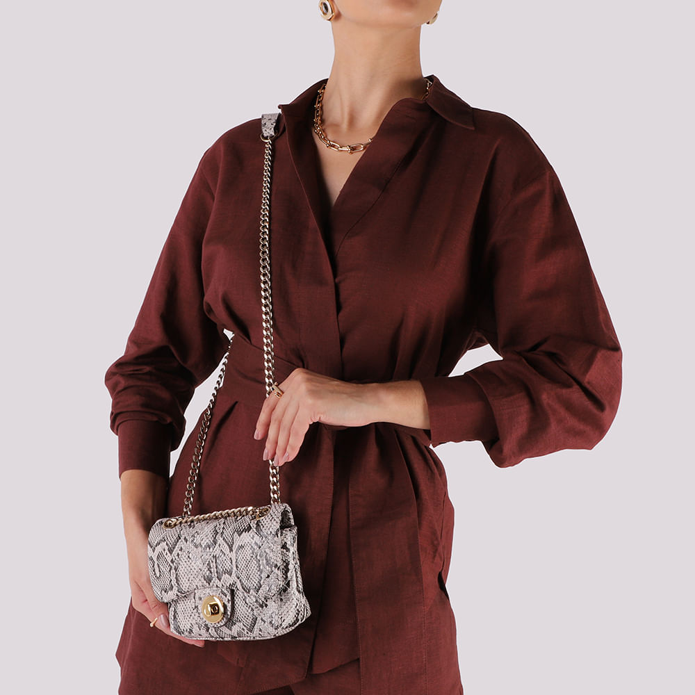 Bolsa Tiracolo Couro Cobra Natural