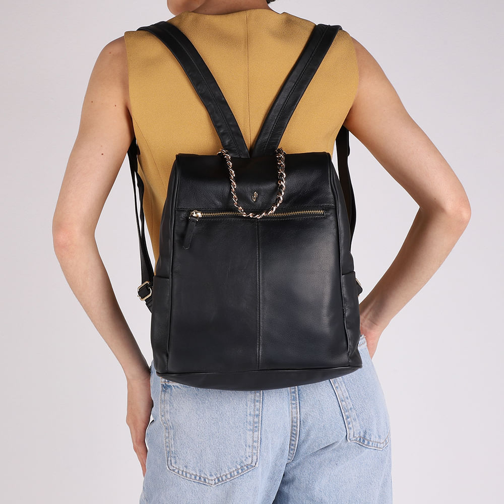 Mochila Couro Preta