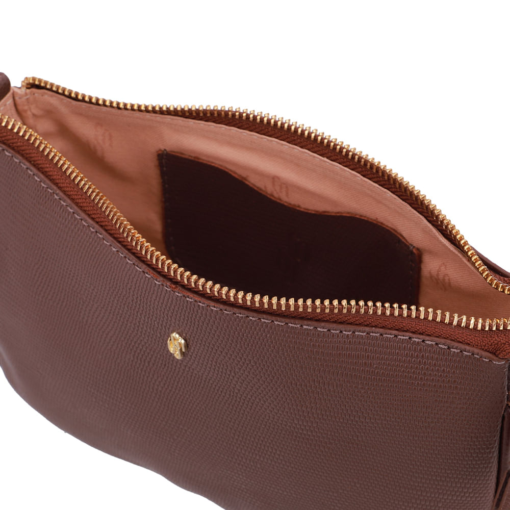 Bolsa Tiracolo Couro Lezard Marrom