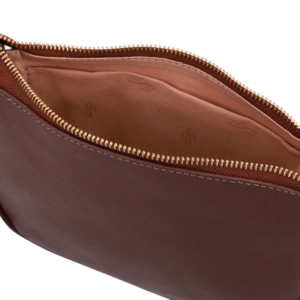 Bolsa Tiracolo Couro Lezard Marrom