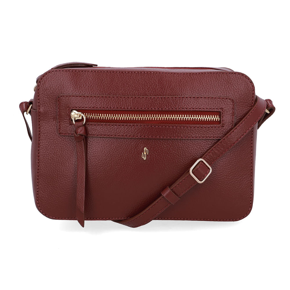 Bolsa Tiracolo Couro Vermelha Zíper