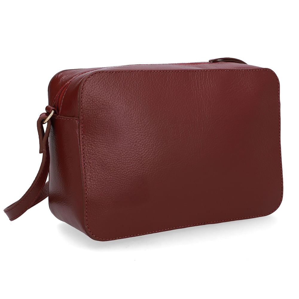 Bolsa Tiracolo Couro Vermelha Zíper