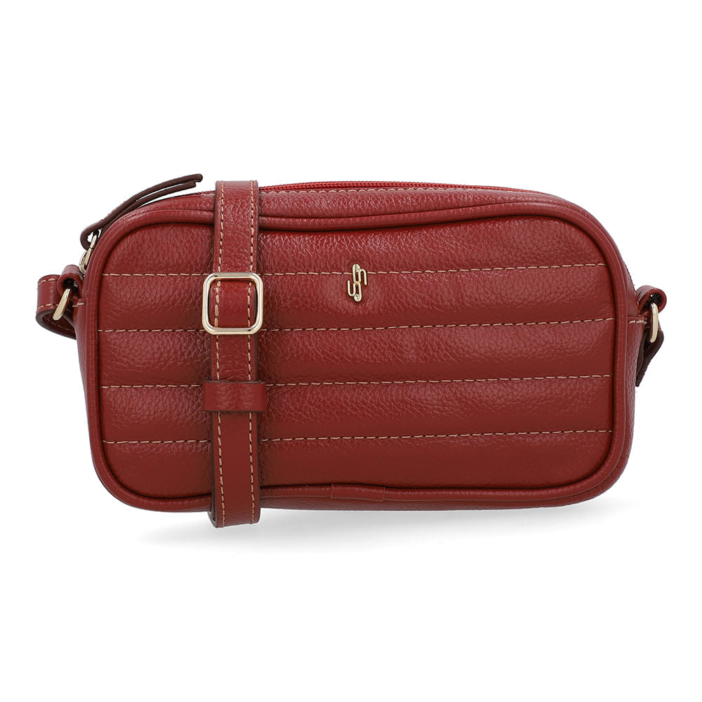 Bolsa Tiracolo Couro Marrom Terracota Costura Enfeite