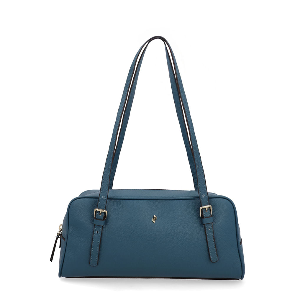 Bolsa Baguete Couro Azul Básica