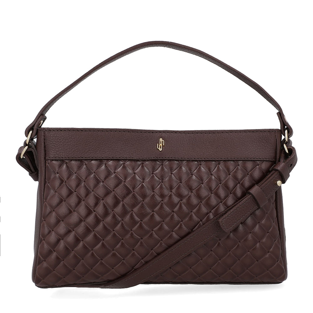 Bolsa Tote Couro Tramado Marrom