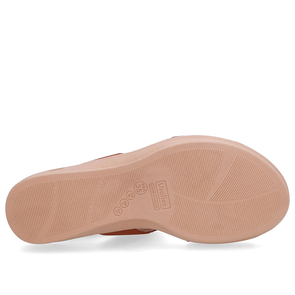 Sandália Salto Baixo Couro Marrom