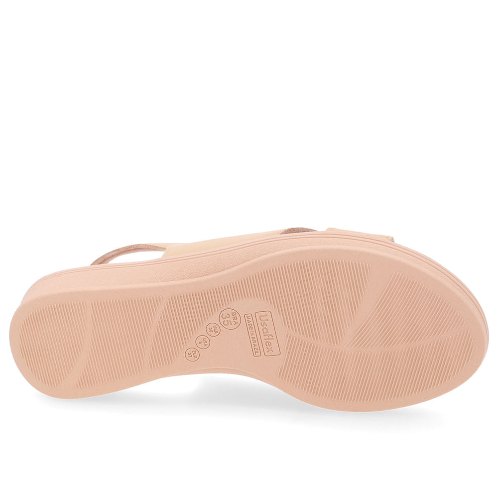 Sandália Baixa Couro Bege