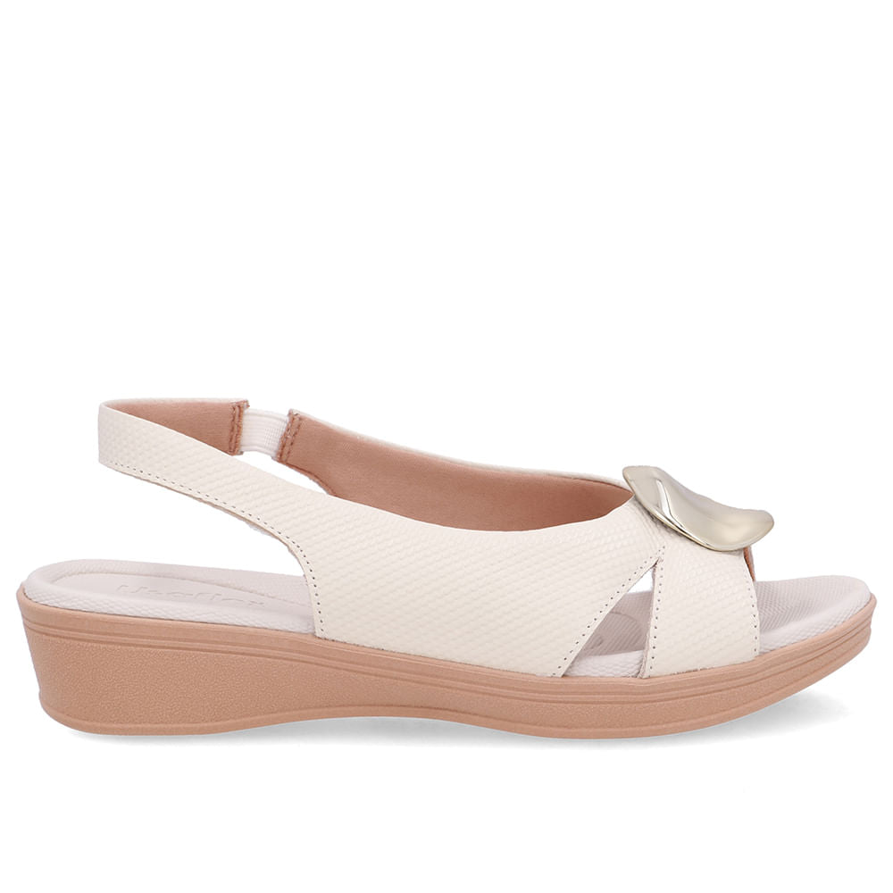 Sandália Baixa Couro Branca Marfim