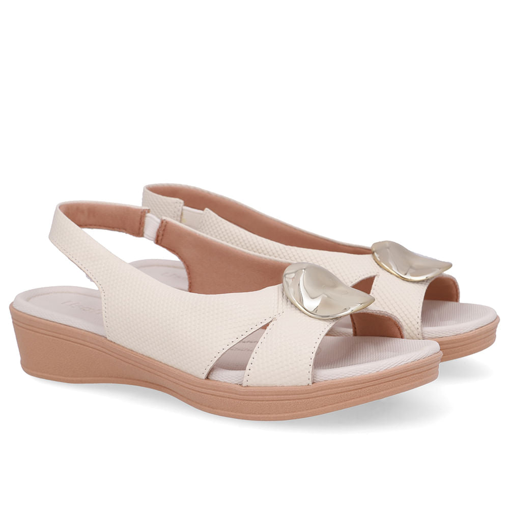 Sandália Baixa Couro Branca Marfim