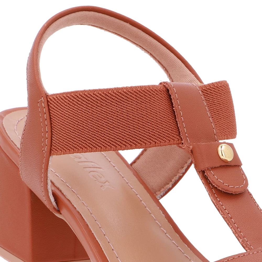 Sandália Couro Marrom Tira Elástico